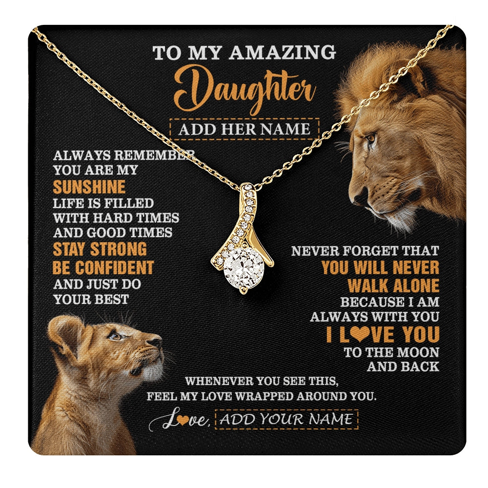 Alluring Beauty Necklace 18K Yellow Gold Finish | 1 | Personalized To My Amazing Daughter Gifts Necklace From Dad Father Lion It A Big Hug Daughter Birthday Gifts Graduation Christmas Custom Gift Box Message Card | https://teecentury.
