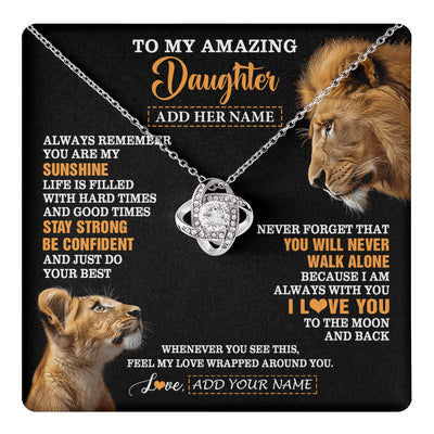 Love Knot Necklace 14K White Gold Finish | 1 | Personalized To My Amazing Daughter Gifts Necklace From Dad Father Lion It A Big Hug Daughter Birthday Gifts Graduation Christmas Custom Gift Box Message Card | https://teecentury.