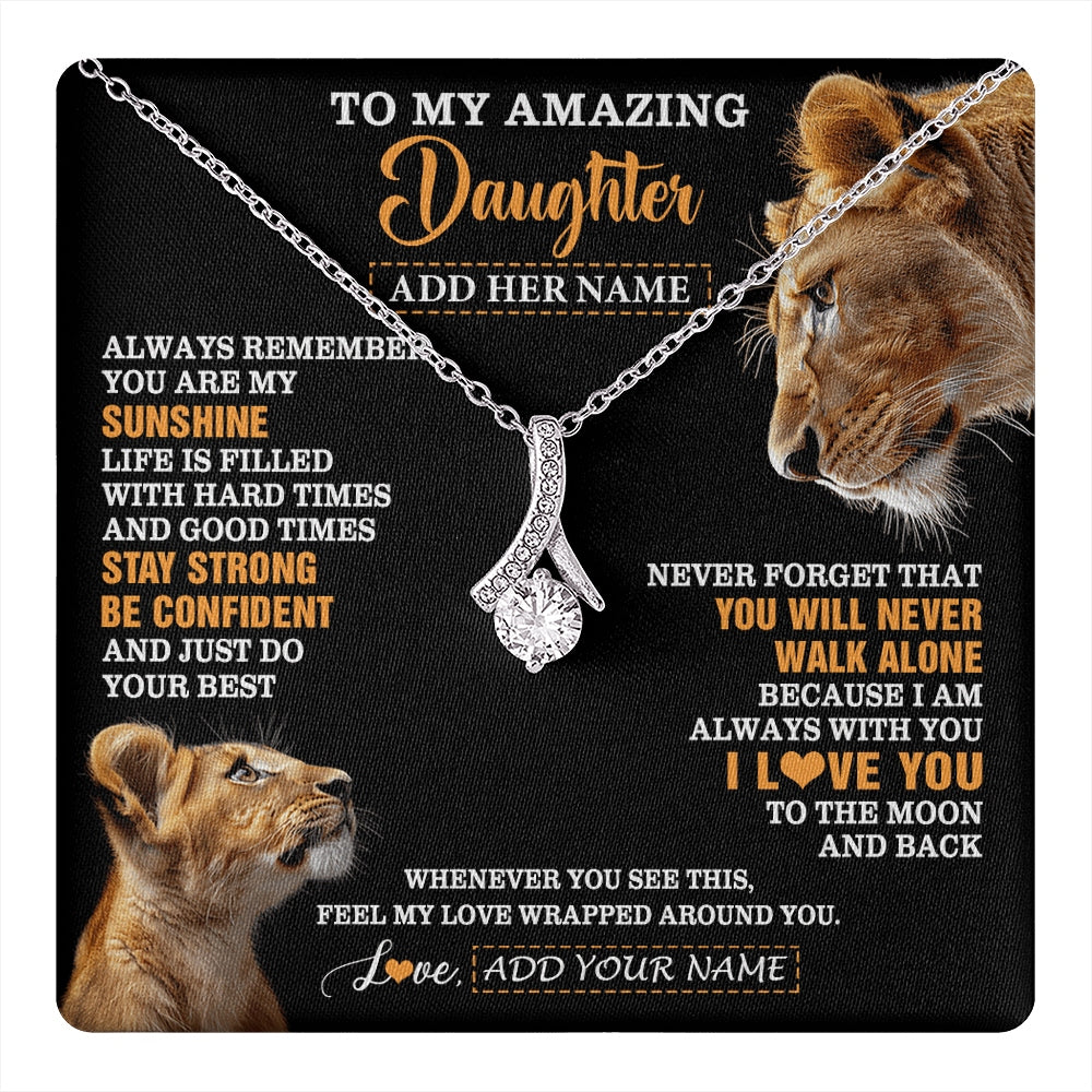 Alluring Beauty Necklace 14K White Gold Finish | 1 | Personalized To My Amazing Daughter Gifts Necklace From Mom Mother Lion It A Big Hug Daughter Birthday Gifts Graduation Christmas Custom Gift Box Message Card | https://teecentury.