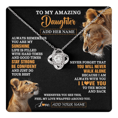 Love Knot Necklace 14K White Gold Finish | 1 | Personalized To My Amazing Daughter Gifts Necklace From Mom Mother Lion It A Big Hug Daughter Birthday Gifts Graduation Christmas Custom Gift Box Message Card | https://teecentury.