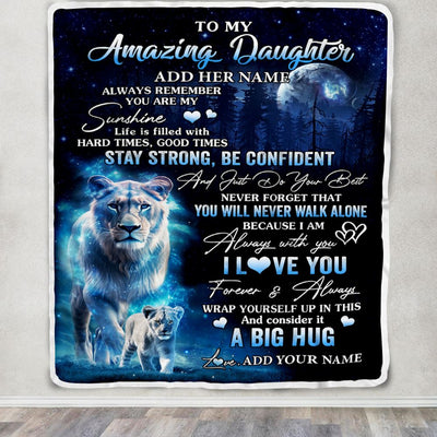 Personalized To My Amazing Daughter Lion Blanket From Mom Mother My Sunshine Daughter Birthday Gifts Graduation Christmas Customized Fleece Throw Blanket | teecentury