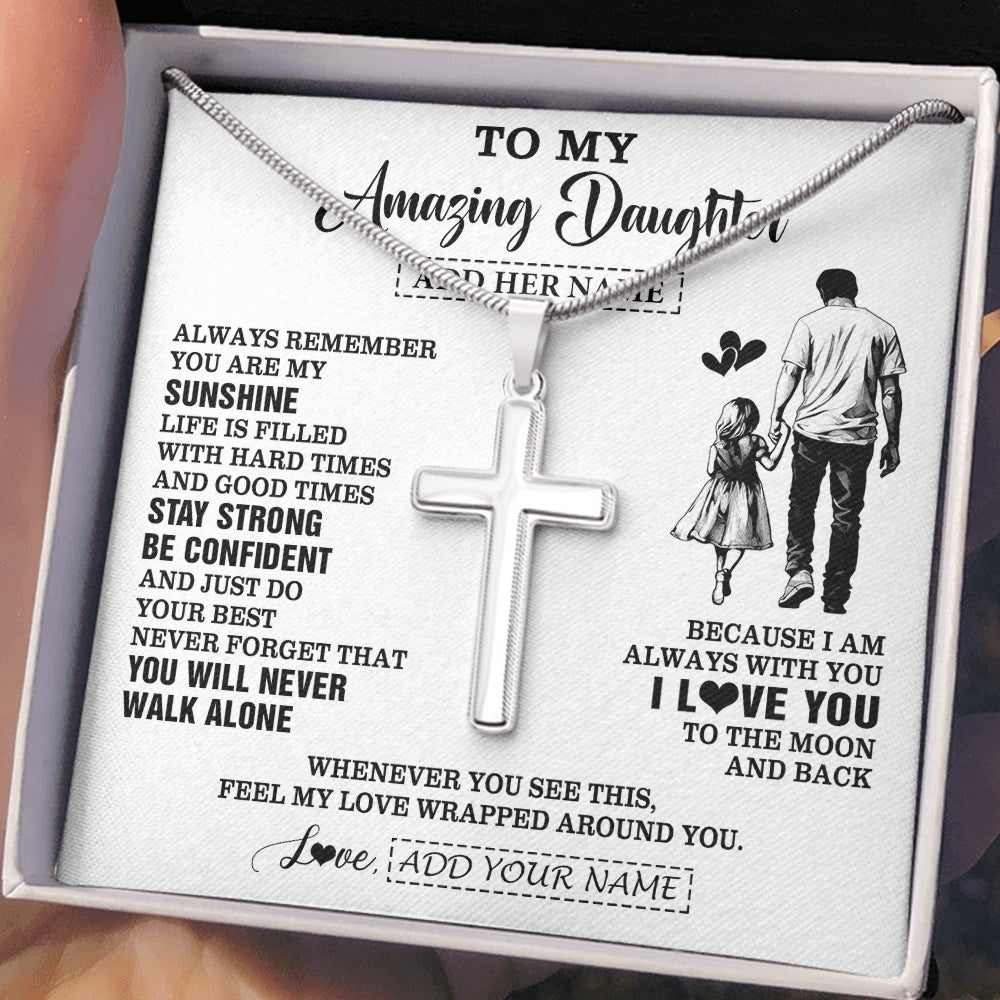 Stainless Cross Necklace Stainless Steel | 2 | Personalized To My Amazing Daughter Necklace From Dad Father Man It A Big Hug Daughter Birthday Gifts Graduation Christmas Custom Gift Box Message Card | https://teecentury.