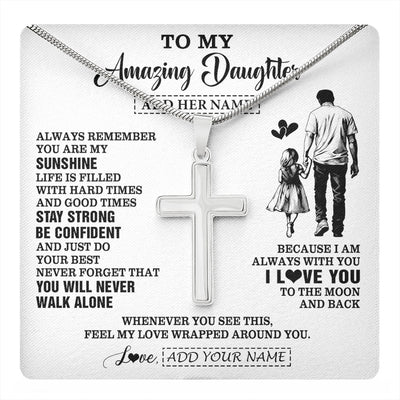 Stainless Cross Necklace Stainless Steel | 1 | Personalized To My Amazing Daughter Necklace From Dad Father Man It A Big Hug Daughter Birthday Gifts Graduation Christmas Custom Gift Box Message Card | https://teecentury.