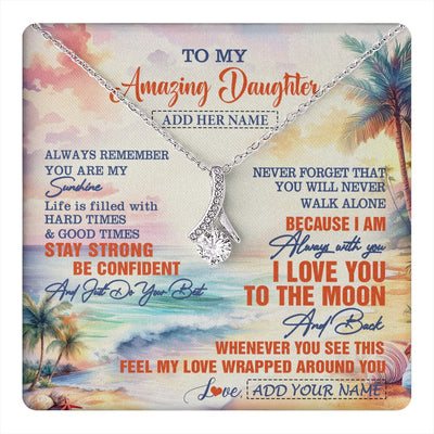 Alluring Beauty Necklace 14K White Gold Finish | 1 | Personalized To My Amazing Daughter Necklace From Dad Mom Mother Beach It A Big Hug Daughter Birthday Gifts Graduation Christmas Custom Gift Box Message Card Shirt & Hoodie | https://teecentury.