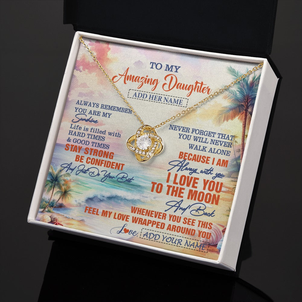 Love Knot Necklace 18K Yellow Gold Finish | 2 | Personalized To My Amazing Daughter Necklace From Dad Mom Mother Beach It A Big Hug Daughter Birthday Gifts Graduation Christmas Custom Gift Box Message Card Shirt & Hoodie | https://teecentury.