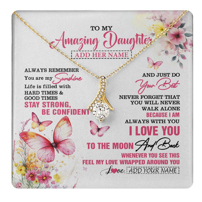 Alluring Beauty Necklace 18K Yellow Gold Finish | 1 | Personalized To My Amazing Daughter Necklace From Dad Mom Mother Butterfly It A Big Hug Daughter Birthday Gifts Christmas Graduation Gift Box Message Card | https://teecentury.
