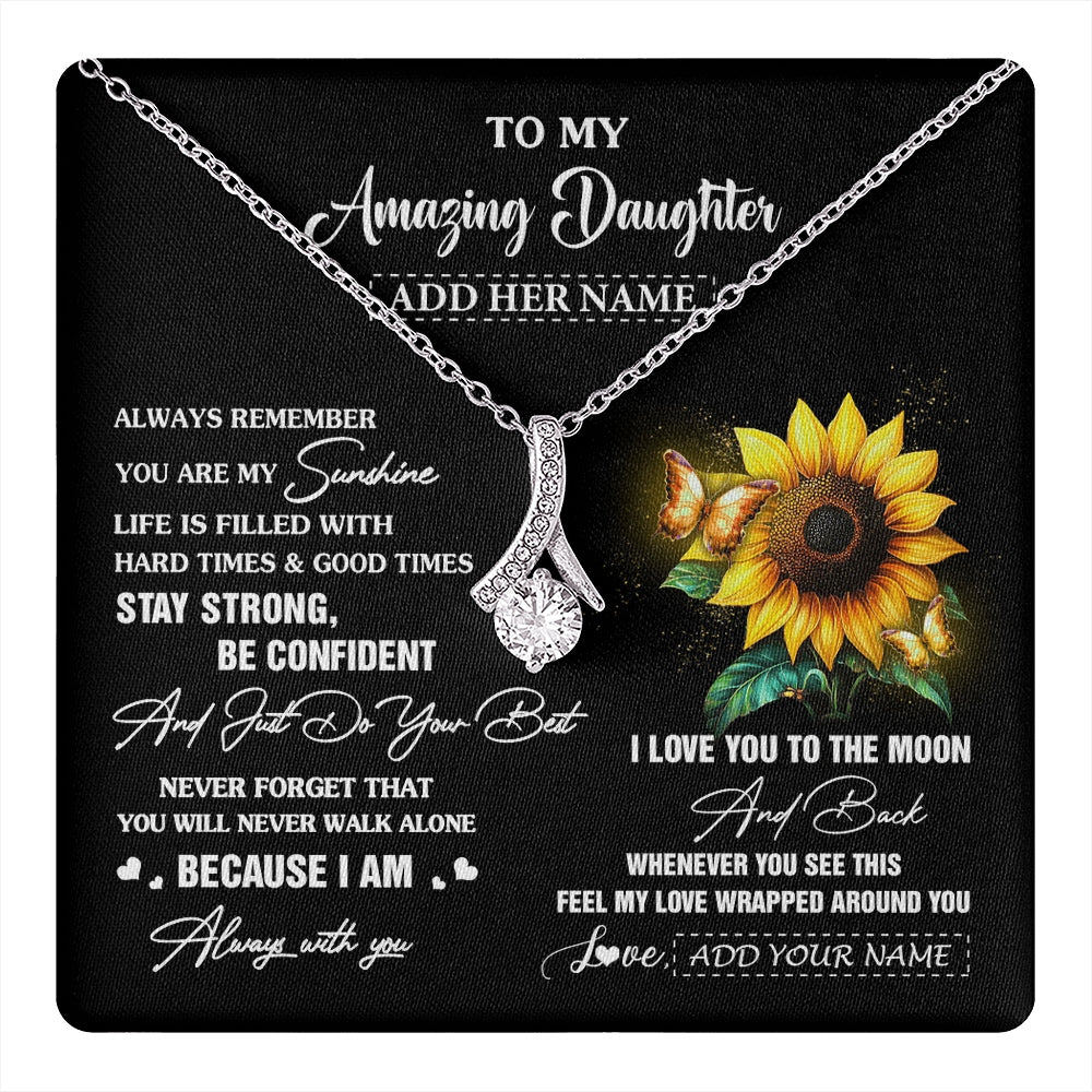 Alluring Beauty Necklace 14K White Gold Finish | 1 | Personalized To My Amazing Daughter Necklace From Dad Mom Mother Sunflower It A Big Hug Daughter Birthday Gifts Christmas Custom Gift Box Message Card | https://teecentury.