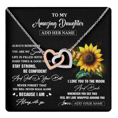 Interlocking Hearts Necklace Stainless Steel & Rose Gold Finish | 1 | Personalized To My Amazing Daughter Necklace From Dad Mom Mother Sunflower It A Big Hug Daughter Birthday Gifts Christmas Custom Gift Box Message Card | https://teecentury.
