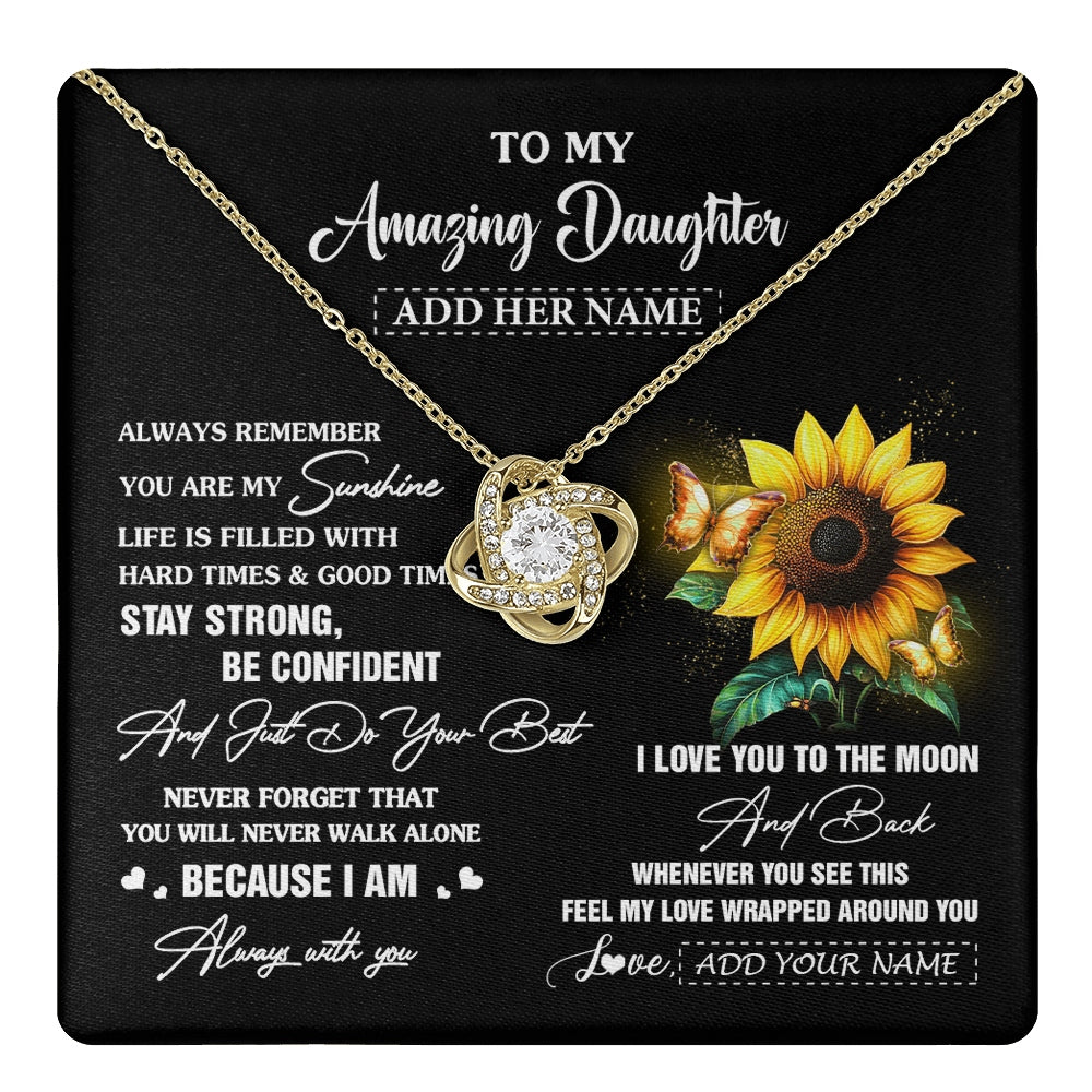 Love Knot Necklace 18K Yellow Gold Finish | 1 | Personalized To My Amazing Daughter Necklace From Dad Mom Mother Sunflower It A Big Hug Daughter Birthday Gifts Christmas Custom Gift Box Message Card | https://teecentury.