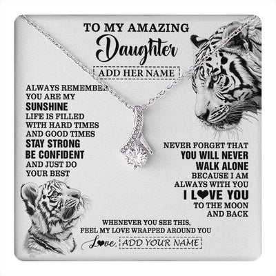 Alluring Beauty Necklace 14K White Gold Finish | 1 | Personalized To My Amazing Daughter Necklace From Dad Mom Mother White Tiger It A Big Hug Daughter Birthday Gifts Christmas Custom Gift Box Message Card | https://teecentury.