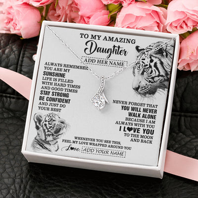 Alluring Beauty Necklace 14K White Gold Finish | 2 | Personalized To My Amazing Daughter Necklace From Dad Mom Mother White Tiger It A Big Hug Daughter Birthday Gifts Christmas Custom Gift Box Message Card | https://teecentury.