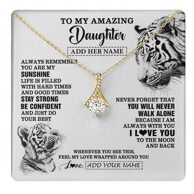 Alluring Beauty Necklace 18K Yellow Gold Finish | 1 | Personalized To My Amazing Daughter Necklace From Dad Mom Mother White Tiger It A Big Hug Daughter Birthday Gifts Christmas Custom Gift Box Message Card | https://teecentury.