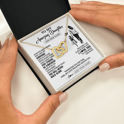Interlocking Hearts Necklace 18K Yellow Gold Finish | 2 | Personalized To My Amazing Daughter Necklace From Mom Mother Woman It A Big Hug Daughter Birthday Gifts Graduation Christmas Custom Gift Box Message Card | https://teecentury.