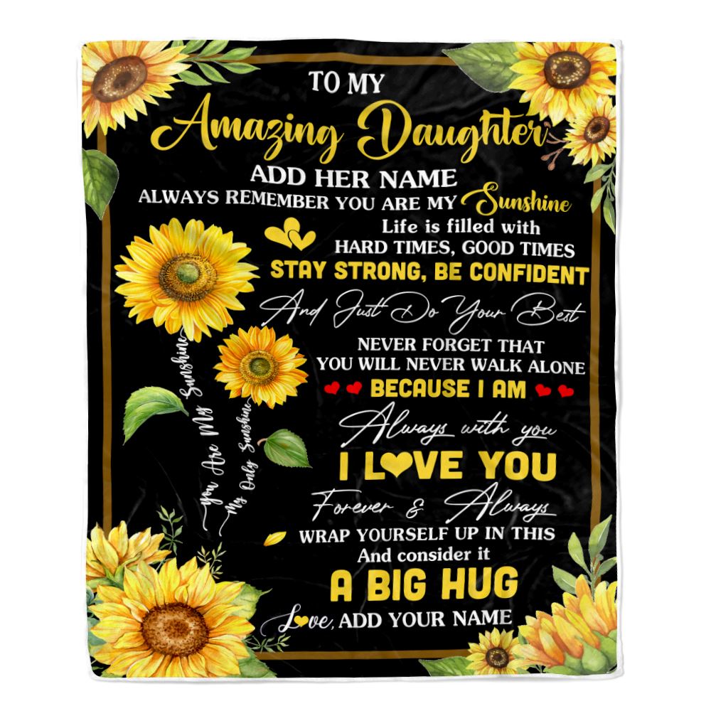 Personalized To My Amazing Daughter Sunflower Blanket From Mom Dad Mother My Sunshine Daughter Birthday Gifts Graduation Christmas Customized Fleece Blanket | teecentury