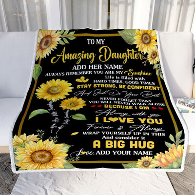 Personalized To My Amazing Daughter Sunflower Blanket From Mom Dad Mother My Sunshine Daughter Birthday Gifts Graduation Christmas Customized Fleece Blanket | teecentury