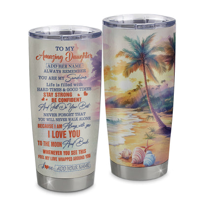 Personalized To My Amazing Daughter Tumbler From Dad Mom Mother Beach It A Big Hug Daughter Birthday Gifts Graduation Christmas Custom Stainless Steel Travel Mug | teecentury
