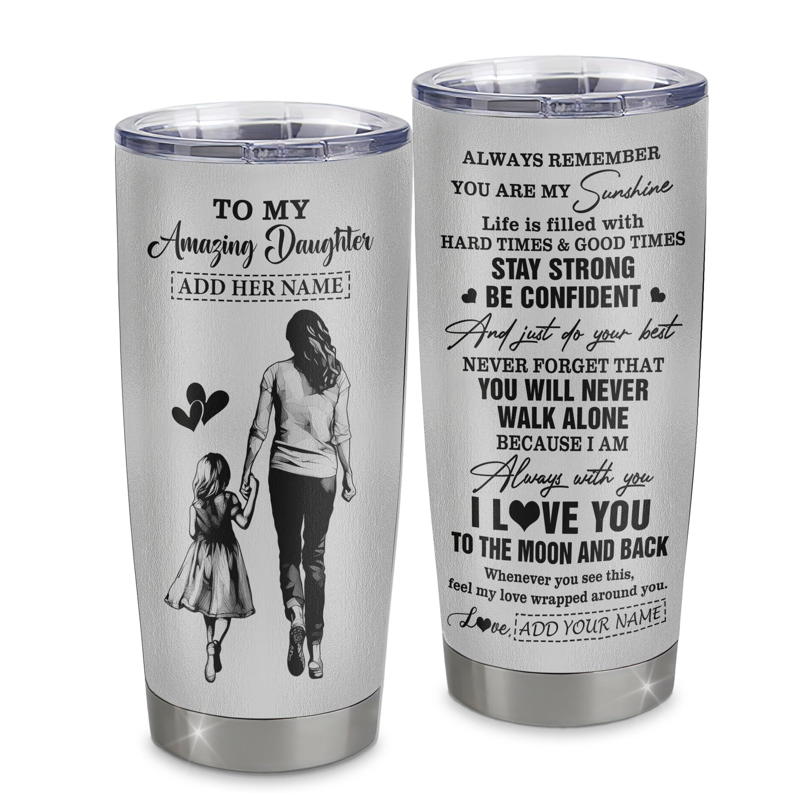 Personalized To My Amazing Daughter Tumbler From Mom Mother Woman It A Big Hug Daughter Birthday Gifts Graduation Christmas Custom Stainless Steel Travel Mug | teecentury