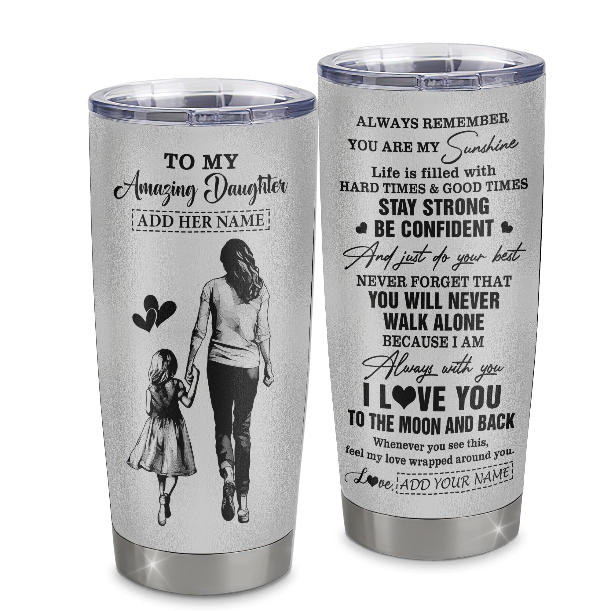 Personalized To My Amazing Daughter Tumbler From Mom Mother Woman It A Big Hug Daughter Birthday Gifts Graduation Christmas Custom Stainless Steel Travel Mug | teecentury