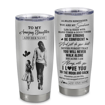 Personalized To My Amazing Daughter Tumbler From Mom Mother Woman It A Big Hug Daughter Birthday Gifts Graduation Christmas Custom Stainless Steel Travel Mug | teecentury