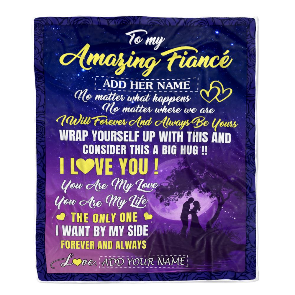 Personalized To My Amazing Fiancé Blanket Big Hug For Future Husband Birthday Gifts Anniversary Romantic Gifts Valentines Day For Him Christmas Fleece Blanket | teecentury