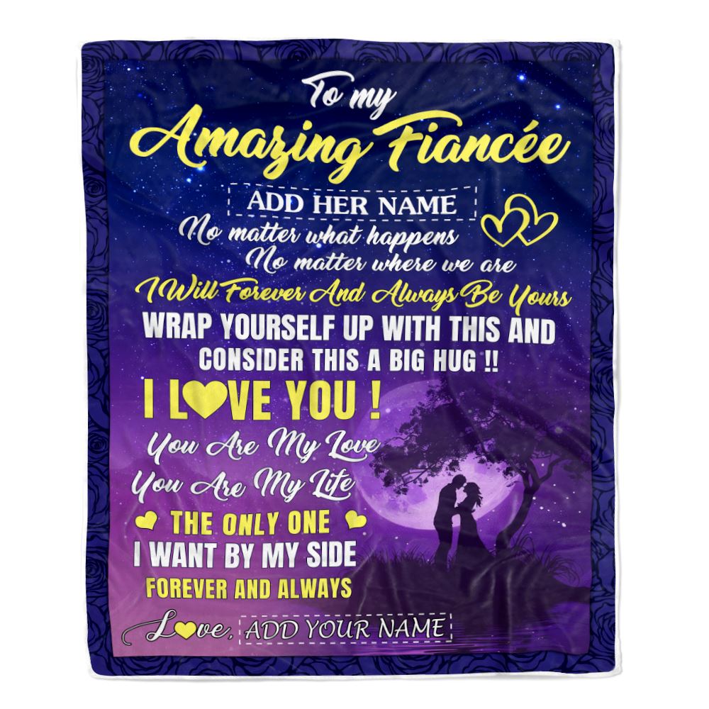 Personalized To My Amazing Fiancée Blanket Big Hug For Future Husband Birthday Gifts Anniversary Romantic Gift Valentines Day For Her Christmas Fleece Blanket | teecentury