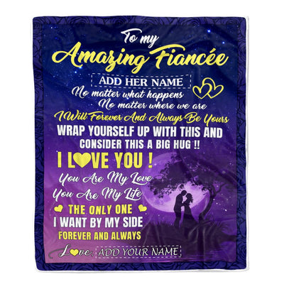 Personalized To My Amazing Fiancée Blanket Big Hug For Future Husband Birthday Gifts Anniversary Romantic Gift Valentines Day For Her Christmas Fleece Blanket | teecentury