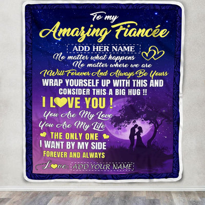 Personalized To My Amazing Fiancée Blanket Big Hug For Future Husband Birthday Gifts Anniversary Romantic Gift Valentines Day For Her Christmas Fleece Blanket | teecentury