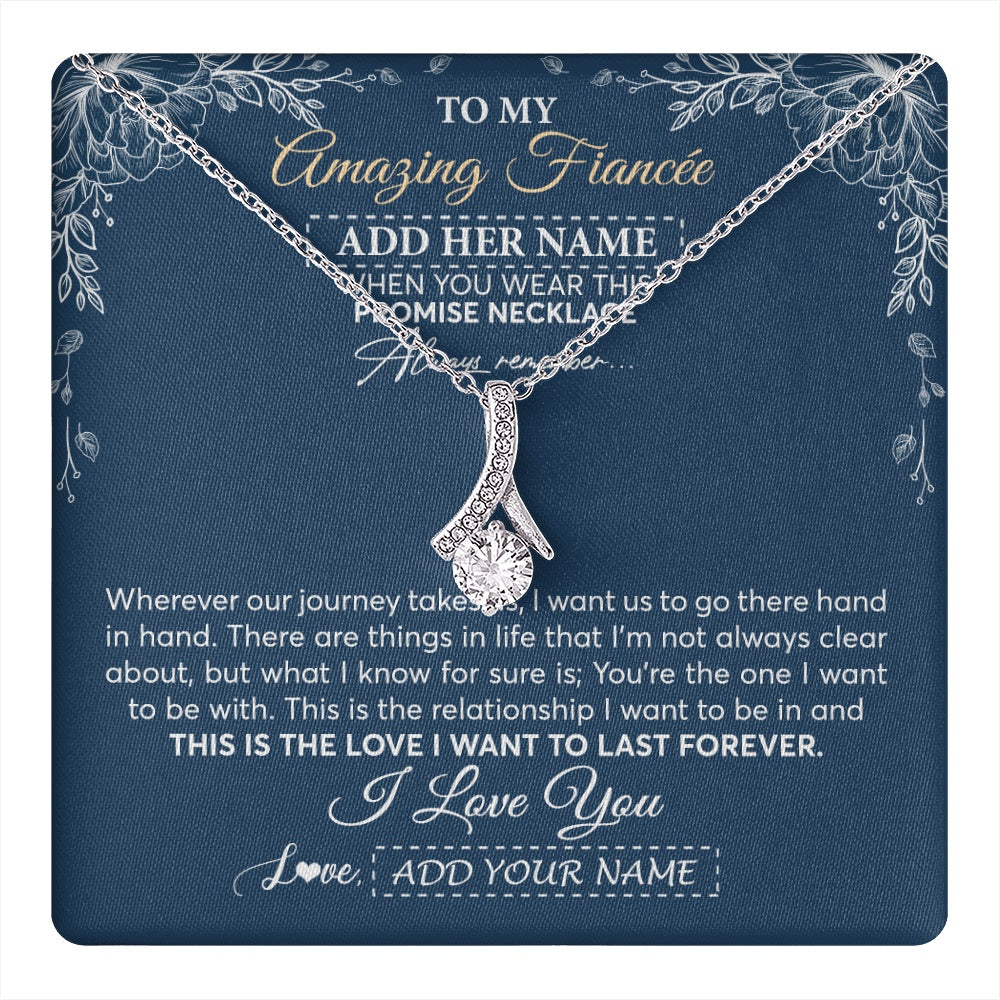 Alluring Beauty Necklace 14K White Gold Finish | 1 | Personalized To My Amazing Fiancee Necklace From Fiance Promise Necklace Birthday Gifts For Fiancee For Her Valentines Christmas Custom Gift Box Message Card | https://teecentury.
