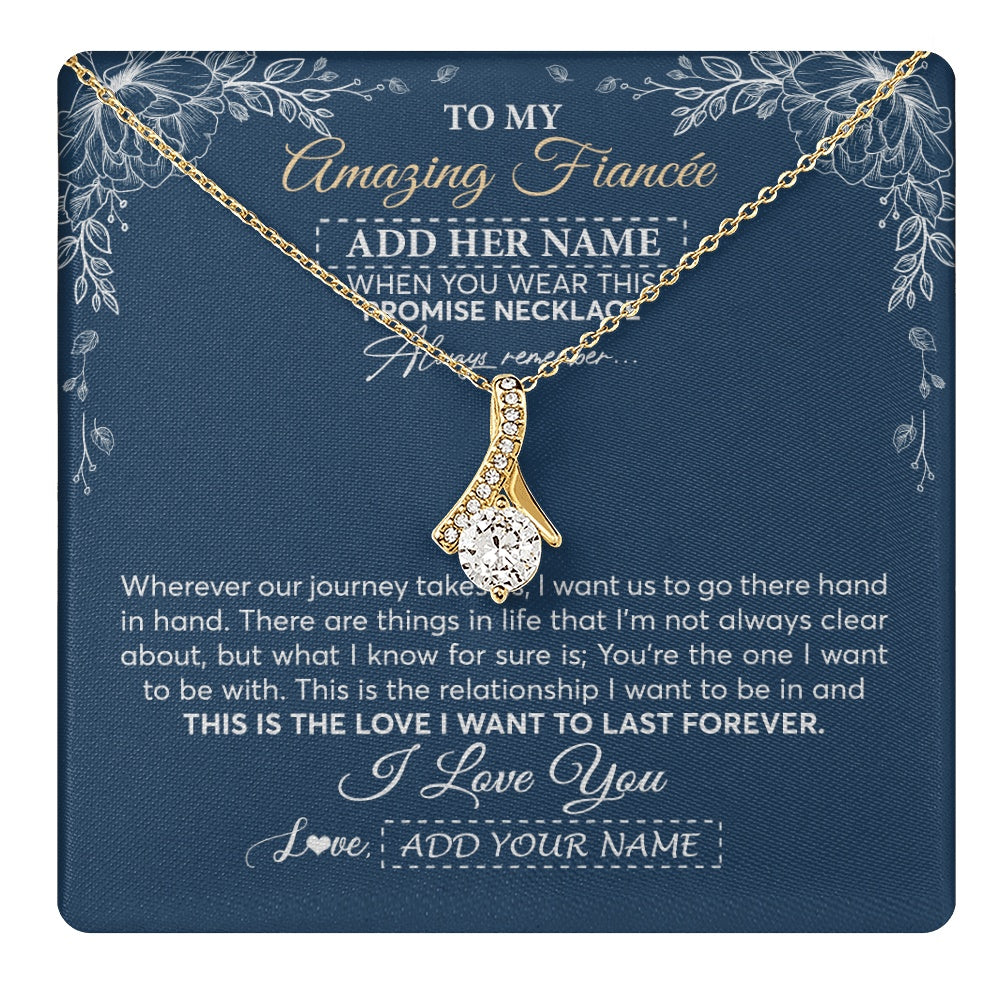 Alluring Beauty Necklace 18K Yellow Gold Finish | 1 | Personalized To My Amazing Fiancee Necklace From Fiance Promise Necklace Birthday Gifts For Fiancee For Her Valentines Christmas Custom Gift Box Message Card | https://teecentury.
