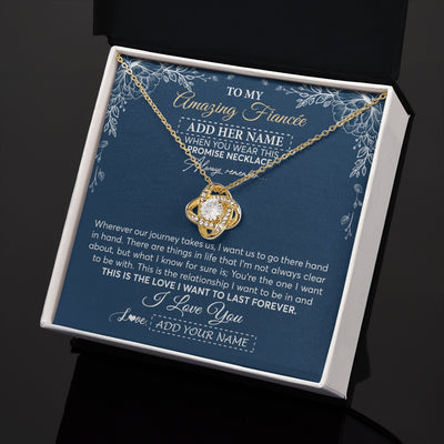 Love Knot Necklace 18K Yellow Gold Finish | 2 | Personalized To My Amazing Fiancee Necklace From Fiance Promise Necklace Birthday Gifts For Fiancee For Her Valentines Christmas Custom Gift Box Message Card | https://teecentury.