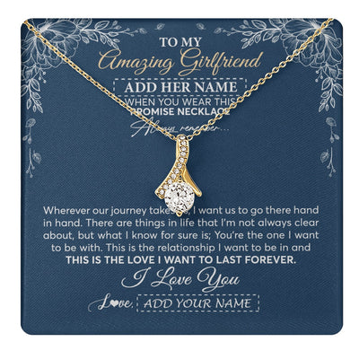 Alluring Beauty Necklace 18K Yellow Gold Finish | 1 | Personalized To My Amazing Girlfriend Necklace From Boyfriend Promise Necklace Birthday Gifts For Girlfriend Valentines Christmas Custom Gift Box Message Card | https://teecentury.