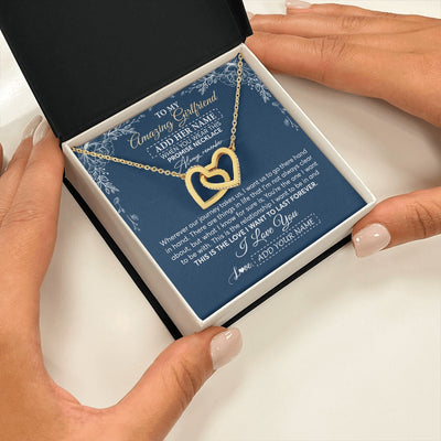 Interlocking Hearts Necklace 18K Yellow Gold Finish | 2 | Personalized To My Amazing Girlfriend Necklace From Boyfriend Promise Necklace Birthday Gifts For Girlfriend Valentines Christmas Custom Gift Box Message Card | https://teecentury.