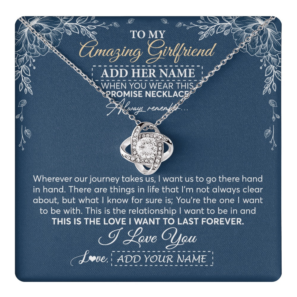Love Knot Necklace 14K White Gold Finish | 1 | Personalized To My Amazing Girlfriend Necklace From Boyfriend Promise Necklace Birthday Gifts For Girlfriend Valentines Christmas Custom Gift Box Message Card | https://teecentury.