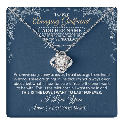 Love Knot Necklace 14K White Gold Finish | 1 | Personalized To My Amazing Girlfriend Necklace From Boyfriend Promise Necklace Birthday Gifts For Girlfriend Valentines Christmas Custom Gift Box Message Card | https://teecentury.