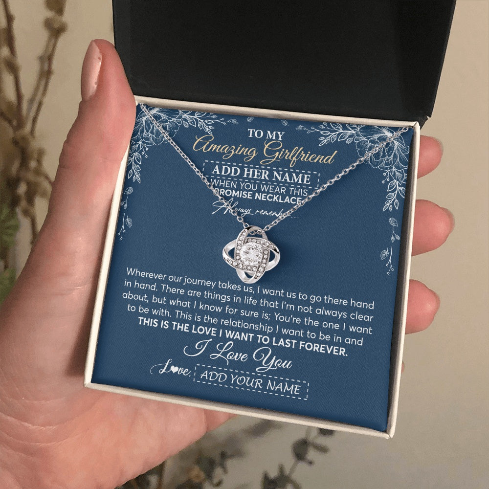 Love Knot Necklace 14K White Gold Finish | 2 | Personalized To My Amazing Girlfriend Necklace From Boyfriend Promise Necklace Birthday Gifts For Girlfriend Valentines Christmas Custom Gift Box Message Card | https://teecentury.