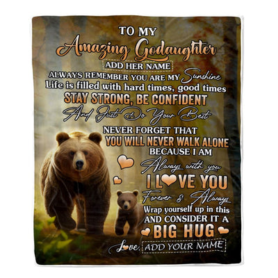 Personalized To My Amazing Goddaughter Bear Blanket From Godmother Uncle My Sunshine Goddaughter Birthday Gifts Graduation Christmas Customized Fleece Blanket | teecentury