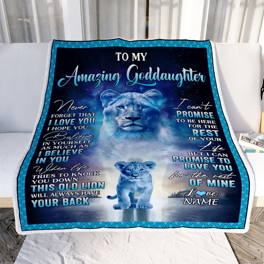 Personalized To My Amazing Goddaughter Blanket From Aunt Lion Never Forget I Love You Goddaughter Birthday Gift Graduation Christmas Customized Fleece Blanket | teecentury