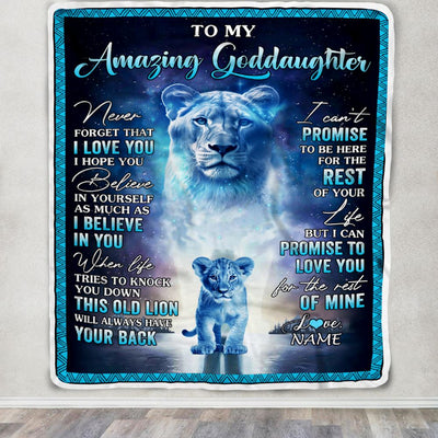 Personalized To My Amazing Goddaughter Blanket From Aunt Lion Never Forget I Love You Goddaughter Birthday Gift Graduation Christmas Customized Fleece Blanket | teecentury
