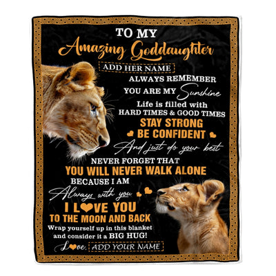 Personalized To My Amazing Goddaughter Blanket From Godmother Aunt Lion It A Big Hug Goddaughter Birthday Gifts Graduation Christmas Custom Fleece Blanket | teecentury