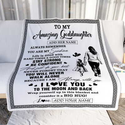 Personalized To My Amazing Goddaughter Blanket From Godmother Aunt Woman It A Big Hug Goddaughter Birthday Gifts Graduation Christmas Custom Fleece Blanket | teecentury