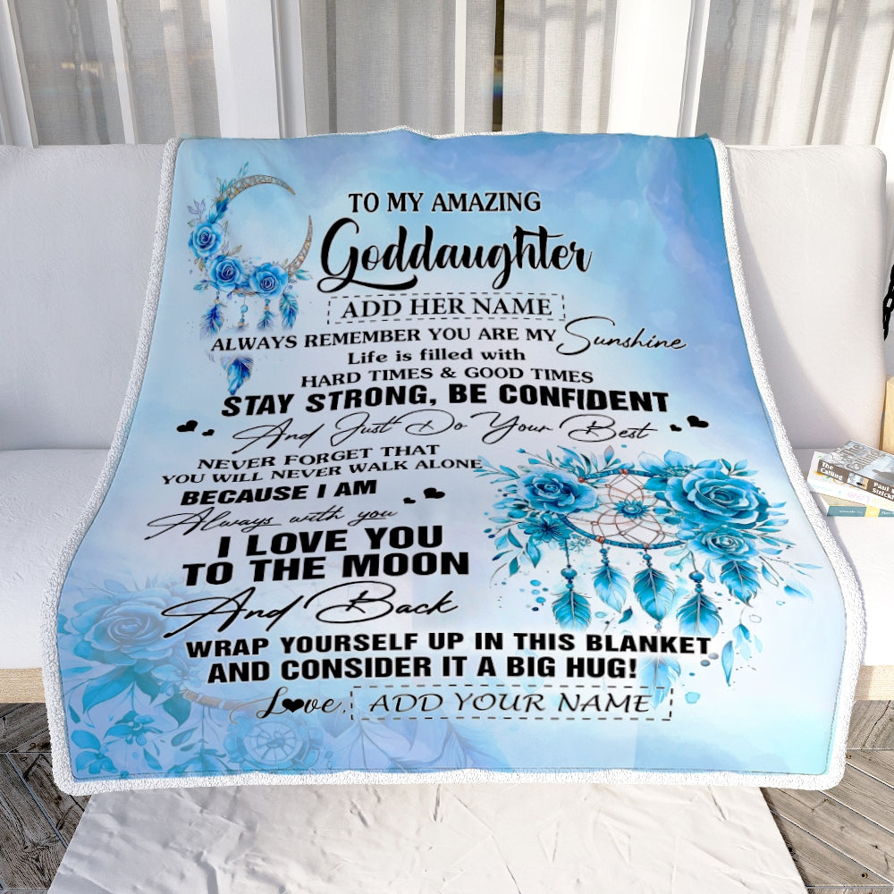 Personalized To My Amazing Goddaughter Blanket From Godmother Uncle Dream Catcher It A Big Hug Goddaughter Birthday Gifts Christmas Customized Fleece Blanket | teecentury