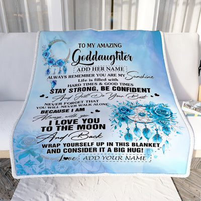 Personalized To My Amazing Goddaughter Blanket From Godmother Uncle Dream Catcher It A Big Hug Goddaughter Birthday Gifts Christmas Customized Fleece Blanket | teecentury