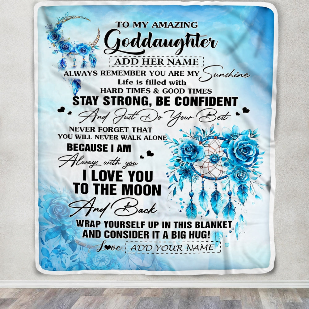 Personalized To My Amazing Goddaughter Blanket From Godmother Uncle Dream Catcher It A Big Hug Goddaughter Birthday Gifts Christmas Customized Fleece Blanket | teecentury