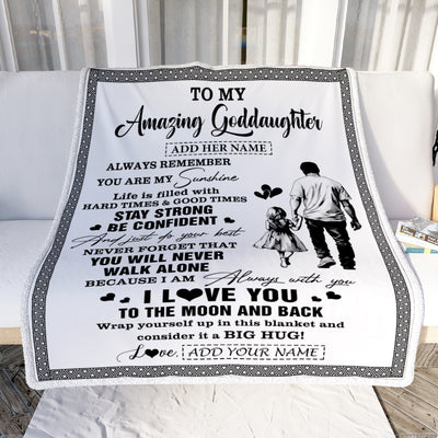 Personalized To My Amazing Goddaughter Blanket From Uncle Godfather Man It A Big Hug Goddaughter Birthday Gifts Graduation Christmas Custom Fleece Blanket | teecentury