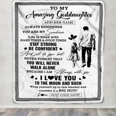 Personalized To My Amazing Goddaughter Blanket From Uncle Godfather Man It A Big Hug Goddaughter Birthday Gifts Graduation Christmas Custom Fleece Blanket | teecentury