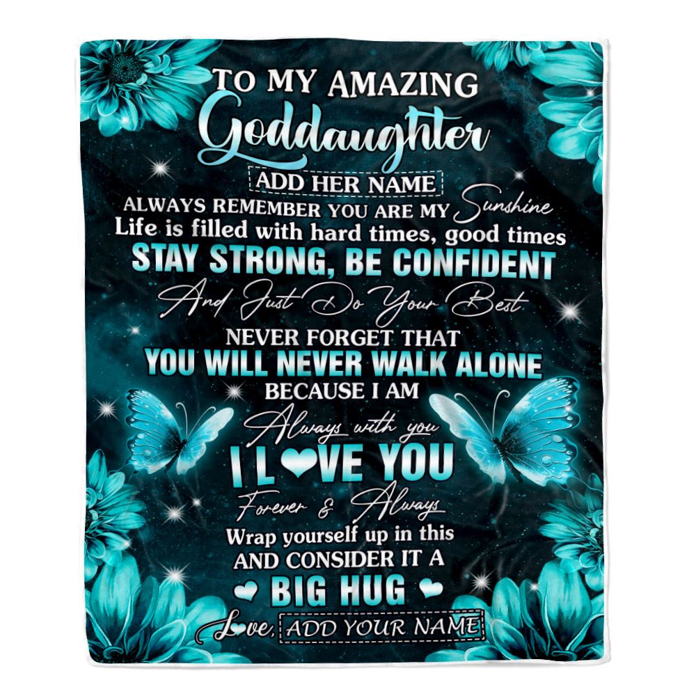 Personalized To My Amazing Goddaughter Butterfly Blanket From Godmother My Sunshine Goddaughter Birthday Gifts Graduation Christmas Customized Fleece Blanket | teecentury