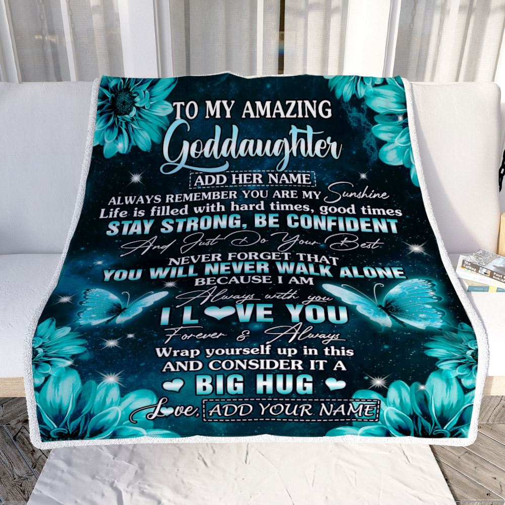Personalized To My Amazing Goddaughter Butterfly Blanket From Godmother My Sunshine Goddaughter Birthday Gifts Graduation Christmas Customized Fleece Blanket | teecentury