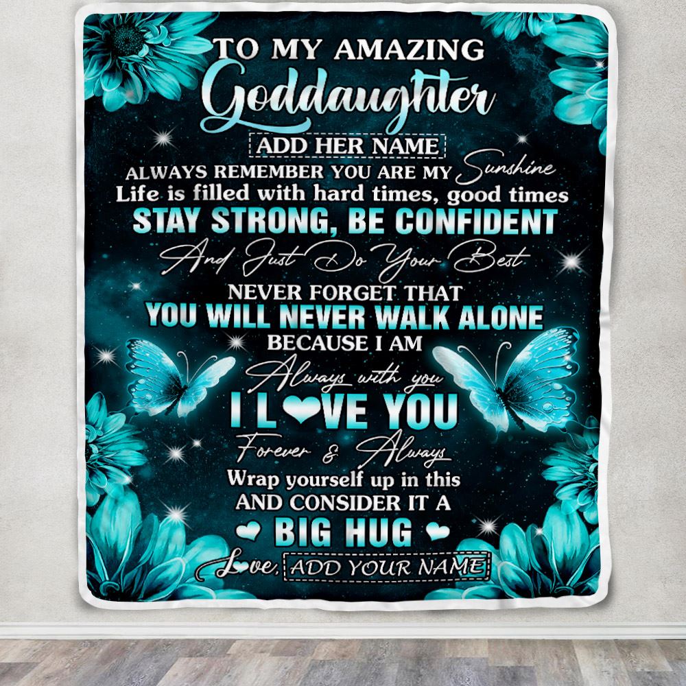 Personalized To My Amazing Goddaughter Butterfly Blanket From Godmother My Sunshine Goddaughter Birthday Gifts Graduation Christmas Customized Fleece Blanket | teecentury