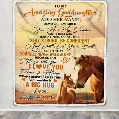 Personalized To My Amazing Goddaughter Horse Blanket From Godmother My Sunshine Goddaughter Birthday Gifts Graduation Christmas Customized Fleece Blanket | teecentury