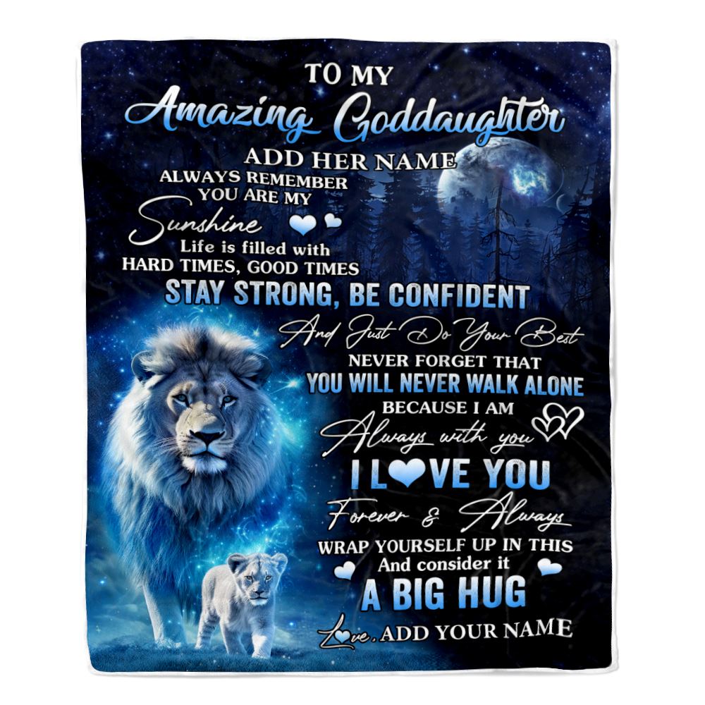 Personalized To My Amazing Goddaughter Lion Blanket From Godfather Uncle My Sunshine Goddaughter Birthday Gifts Graduation Christmas Customized Fleece Blanket | teecentury
